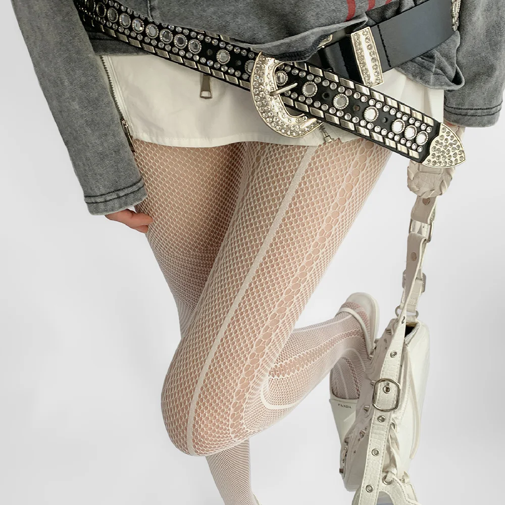 1/2 пары сексуальных жаккардовых ажурных колготок в полоску для женщин, модные полые колготки в асимметричном стиле, чулки, праздничная одежда Y2K