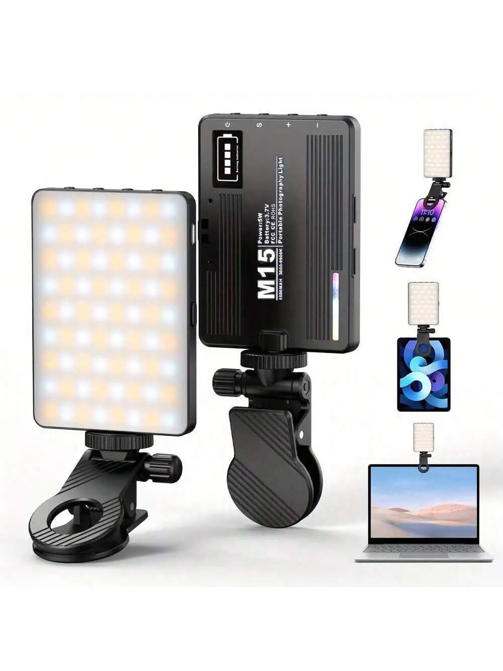 

Rechargeable Selfie Light, Mobile Phone Fill Light with Clip, Portable Detachable Clip-On Video Light for Selfie, Makeup, Live Broadcast, Suitable for iPhone Android iPad Smartphone