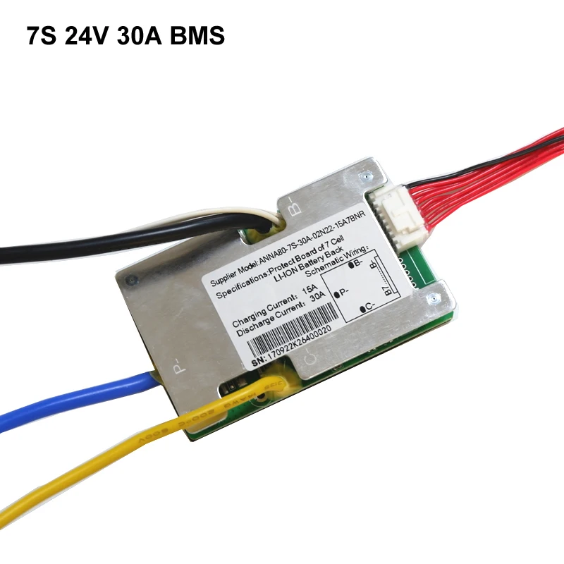 7S 25.9V 30A lithium polymer battery BMS 30A continuous 100A peak current 500-800W 24V 30A li-ion battery BMS balance function