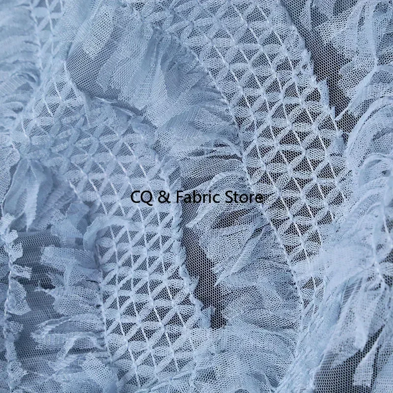 

Mesh Three-dimensional Embroidery Fringed Feather Lace Fabric High-end Dress Dress Designer Fabric