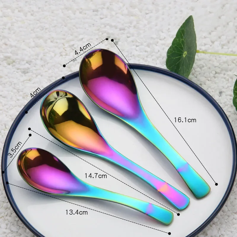 UPORS High Quality Soup Spoon Stainless Steel Dinner Spoons Tea Milk Icecream Large Rice Serving Spoons Kitchen Utensils