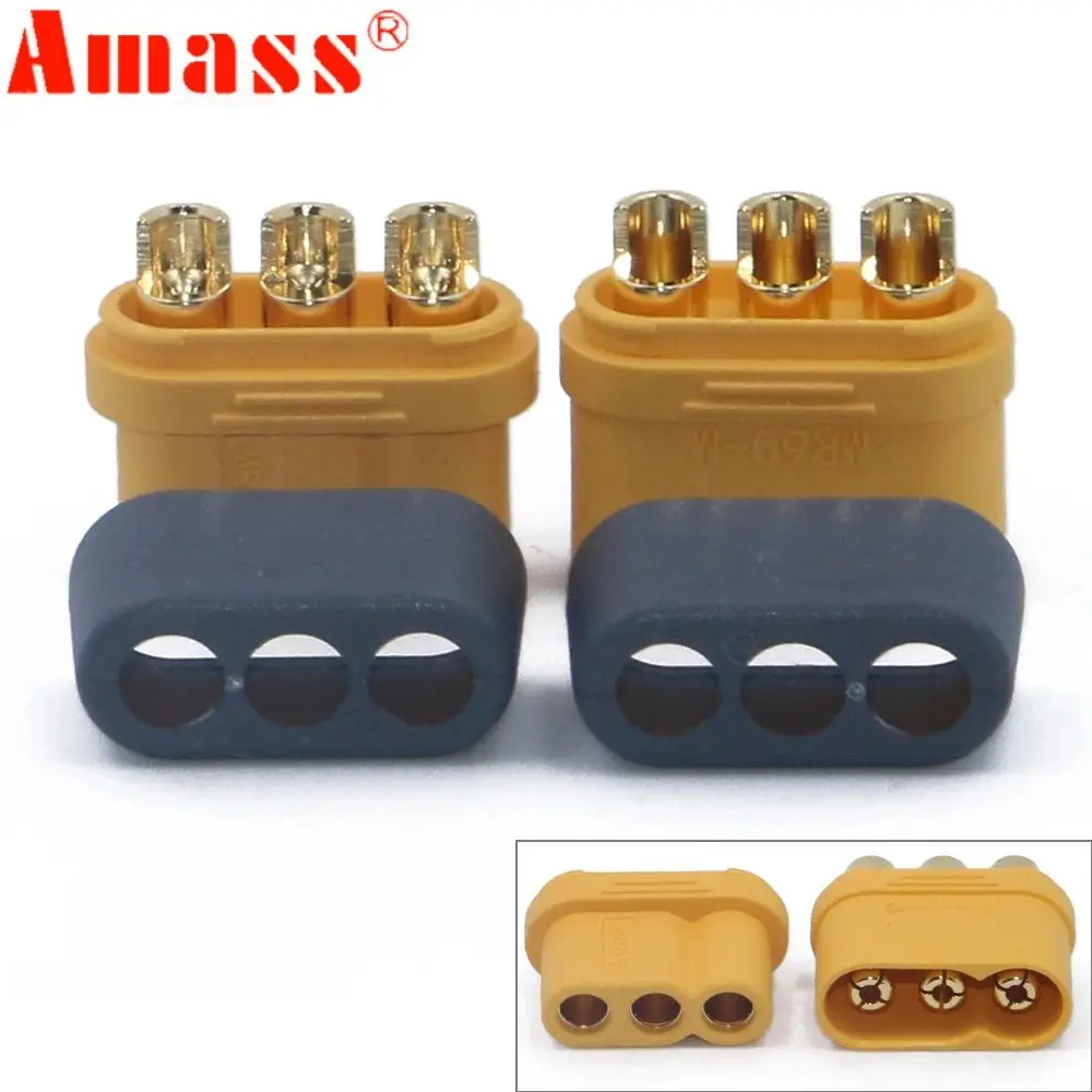 10/20 Pair Amass MR60 Male Female Plug With Protector Sheathed Cover 3.5mm 3 core Connector T Type plug Connector