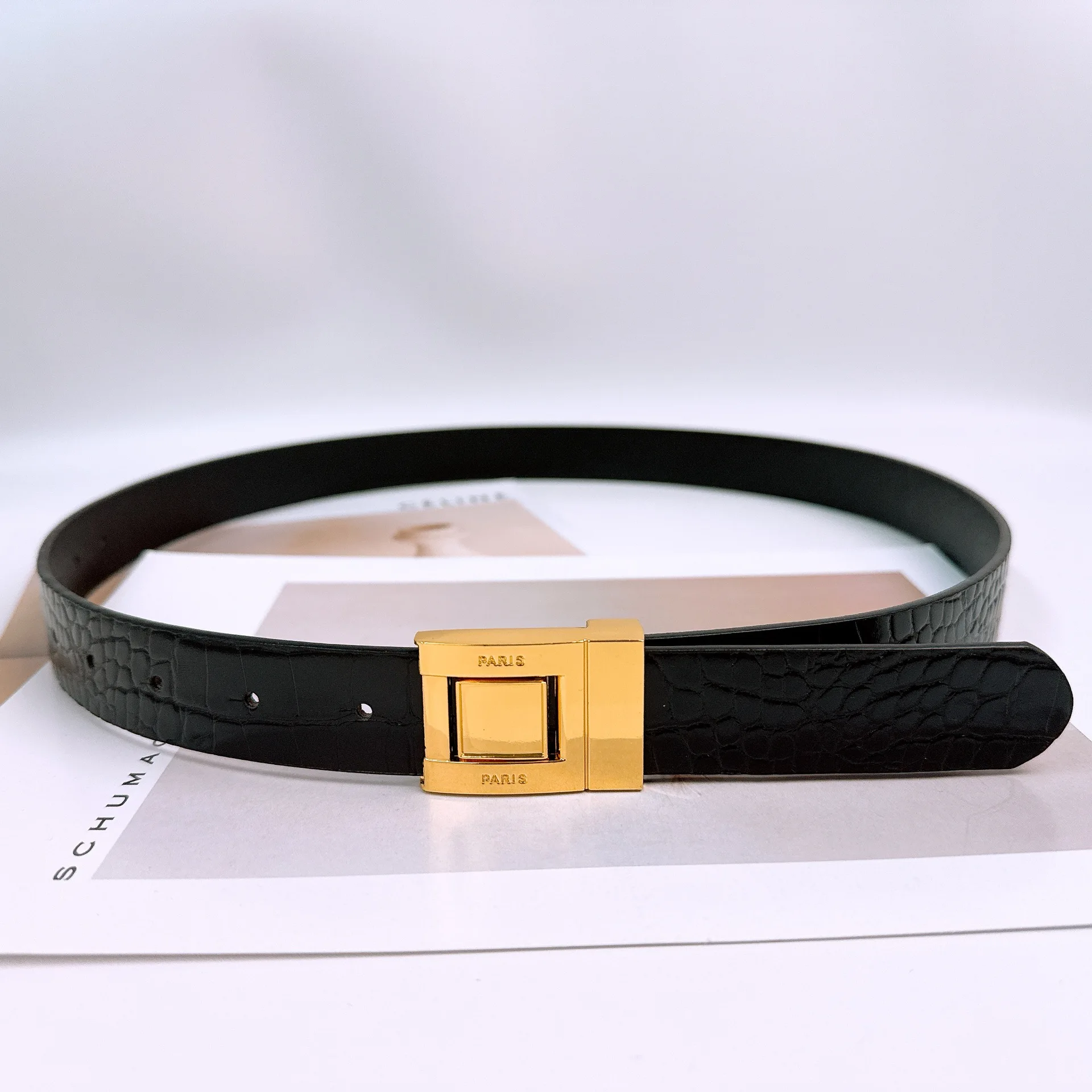 Женский узкий кожаный ремень, однотонный винтажный металлический ремень с пряжкой, регулируемый тонкий пояс для платья, джинсов, пальто