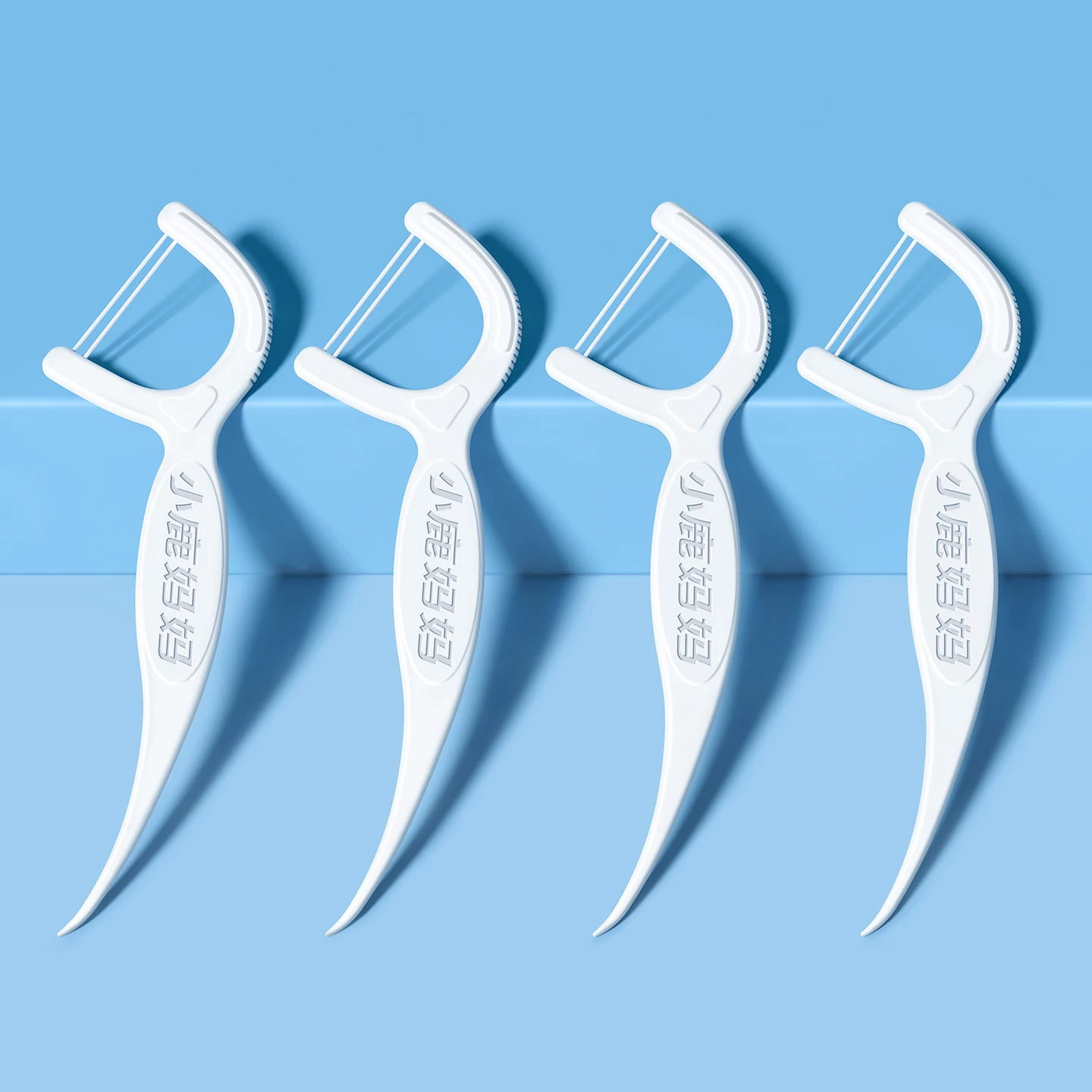 50Pcs a Box Mint Fluoride Dental Floss Picks  Double Line Floss Sticks Portable Oral Cleaning Tool