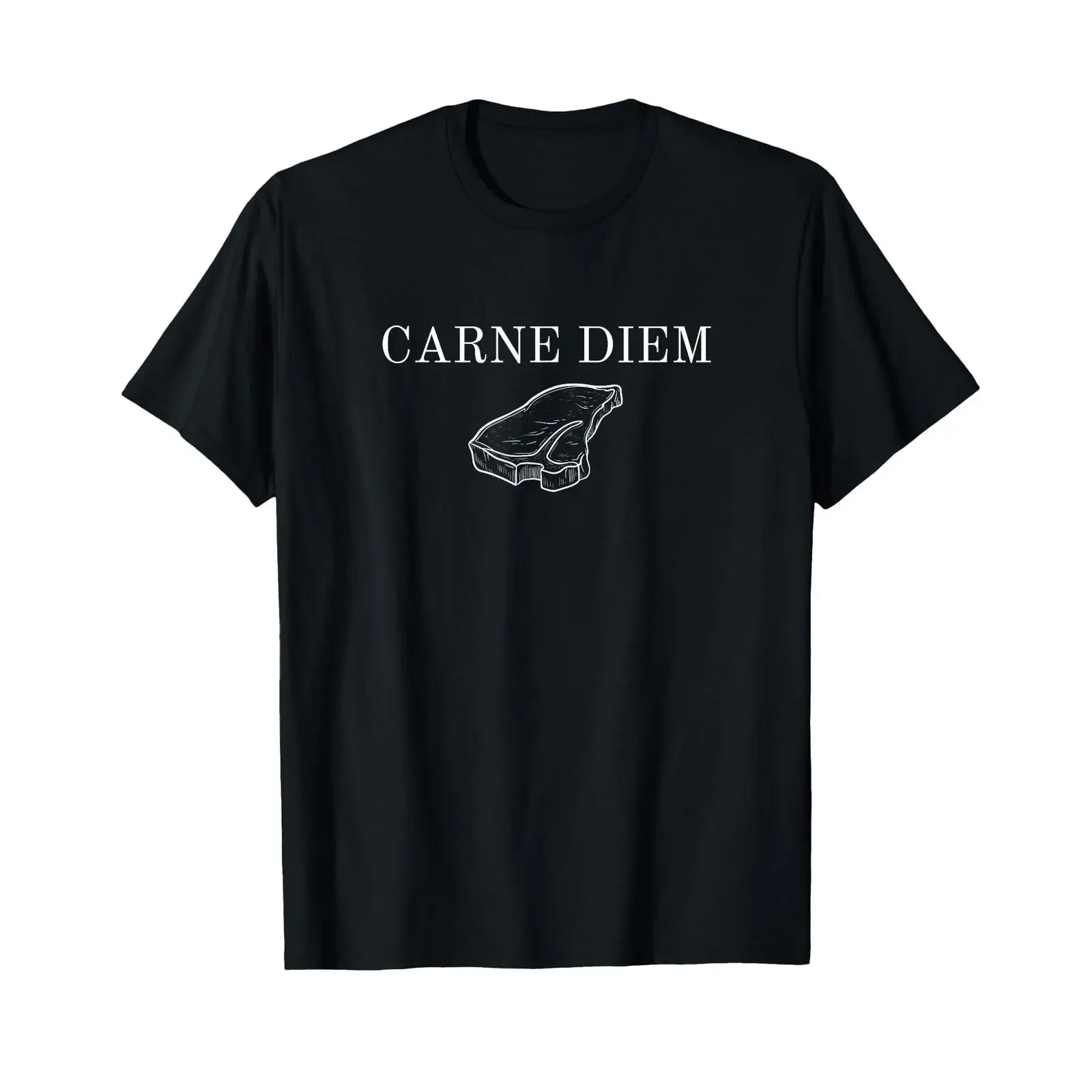 Carne Diem Design für den Grillfreunde T Shirt black vintage Washed Comfortable fashion Stylish Versatile Casual Stretched