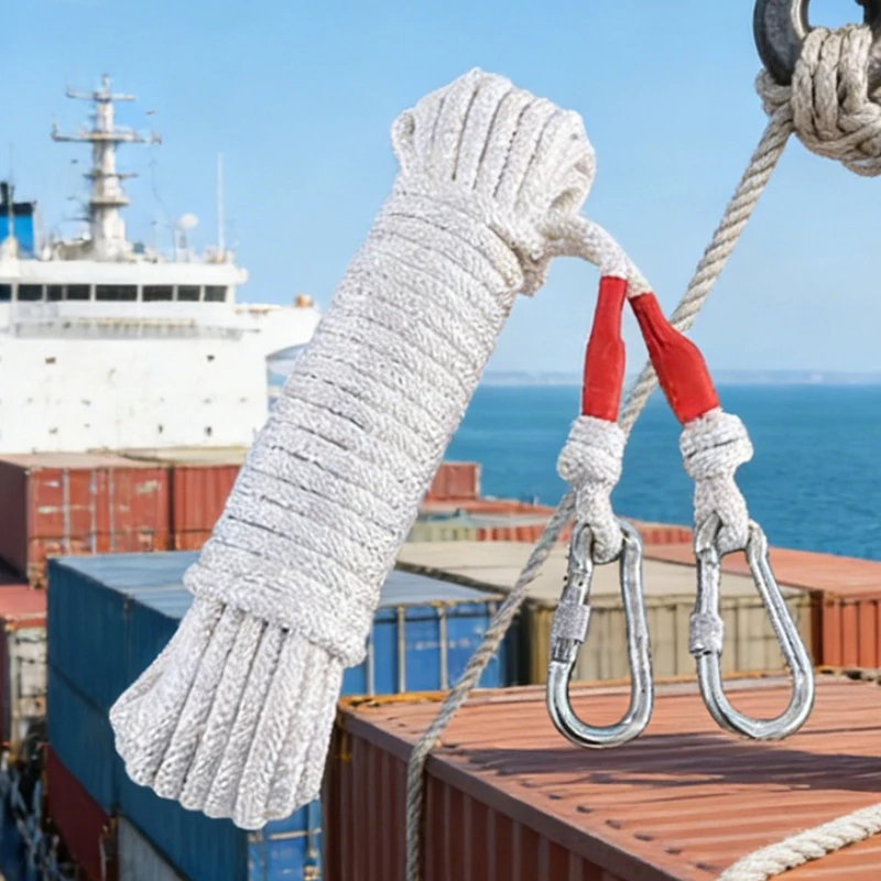 20M Clothesline Home Hanging String White Clothes Drying Ropes with Steel Wire Core Windproof Clothes Drying Rope for Outdoor