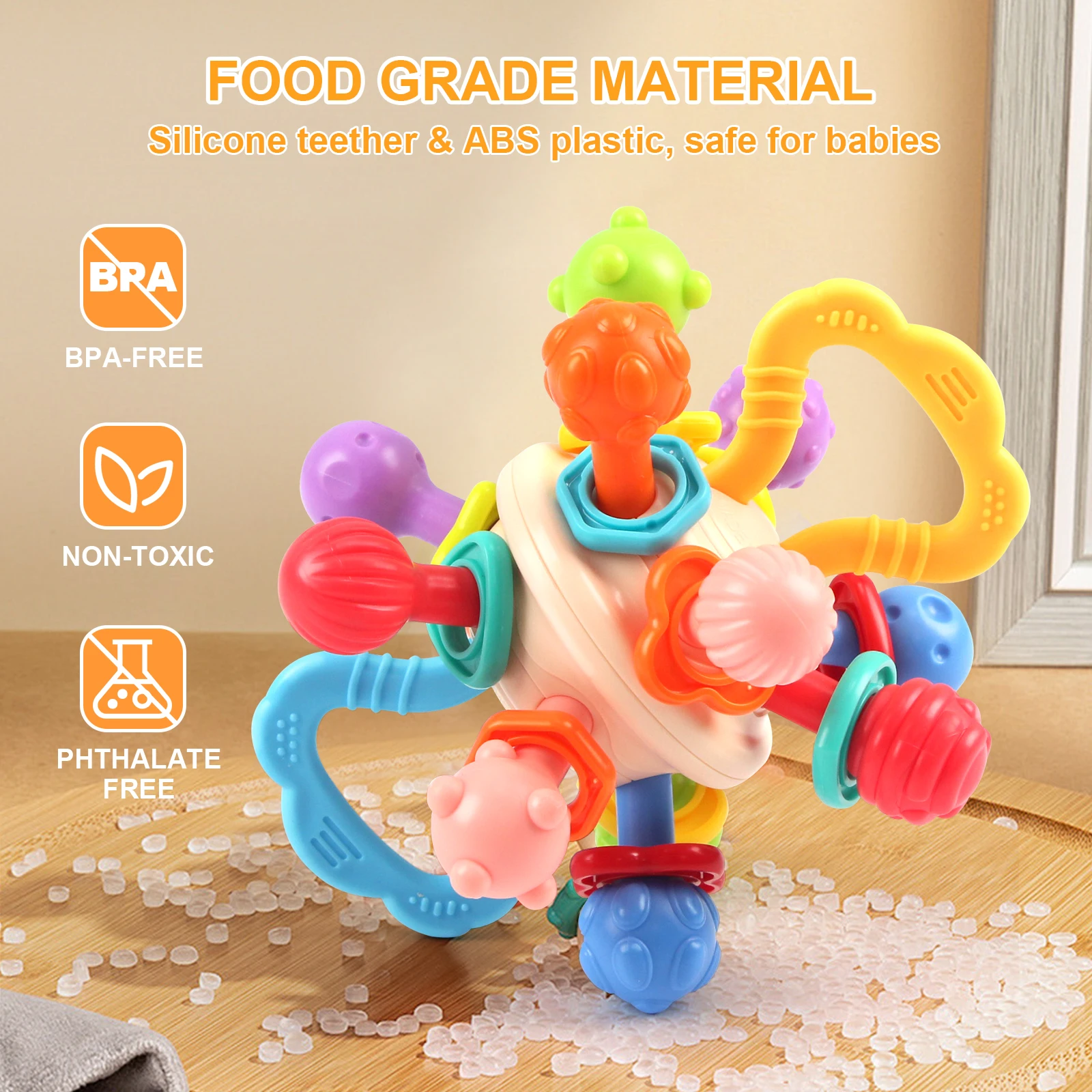 مانهاتن كرة مستديرة الطفل اليد حشرجة الموت لينة سيليكون لعب ألعاب الأطفال Infantil مضغ التسنين لعب لحديثي الولادة 0-12 شهرا #3