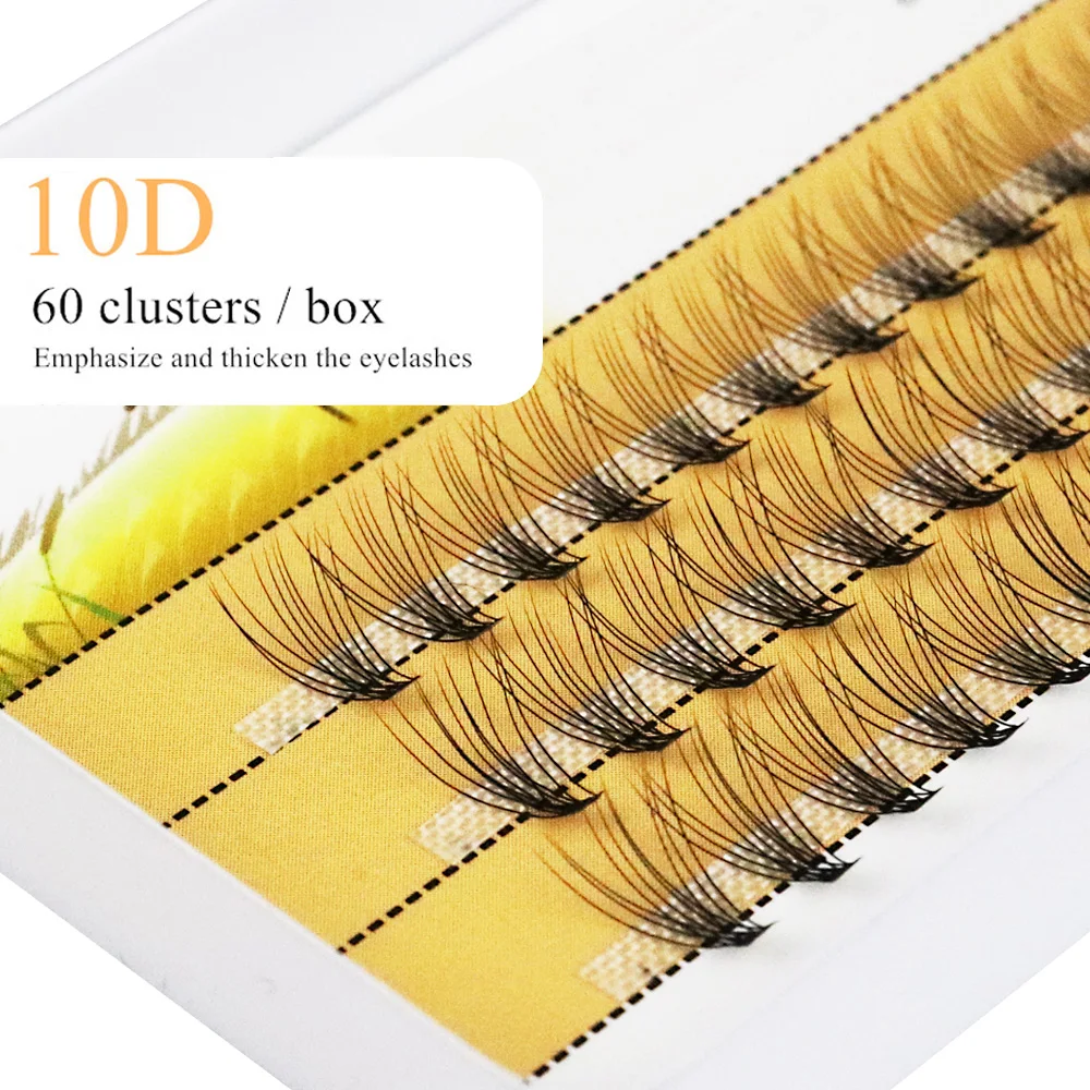 

1 Box/60 Bunches 10D Cluster Mink Eyelashes Natural Thick 3D Russian Individual Eyelash Extension Bundle Makeup Lashes Wholesale