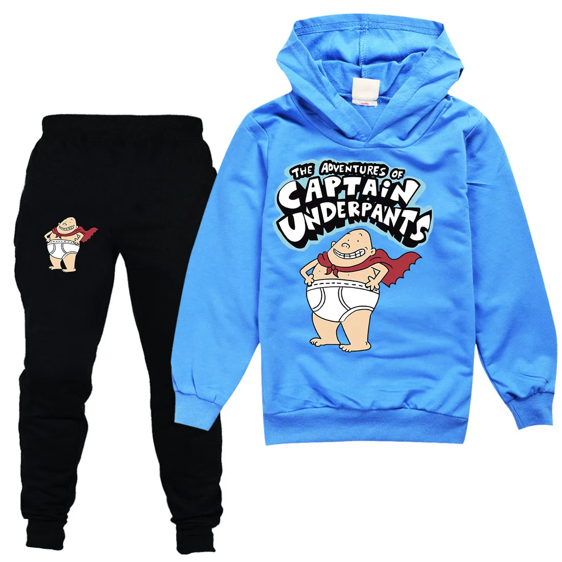 2-16Y Spring Autumn Cartoon Captain Underpants Clothes Kids Long Sleeve Sportsuits Baby Boys Clothing Sets Girls Sweatshirt Suit