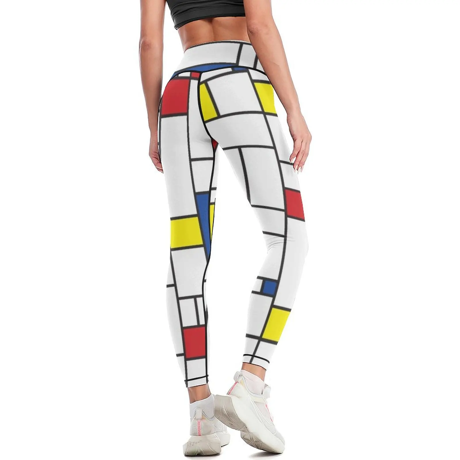 Mondrian minimalis De Stijl Modern Art II? Fatin legging Leginsy push up, pakaian olahraga wanita, legging wanita