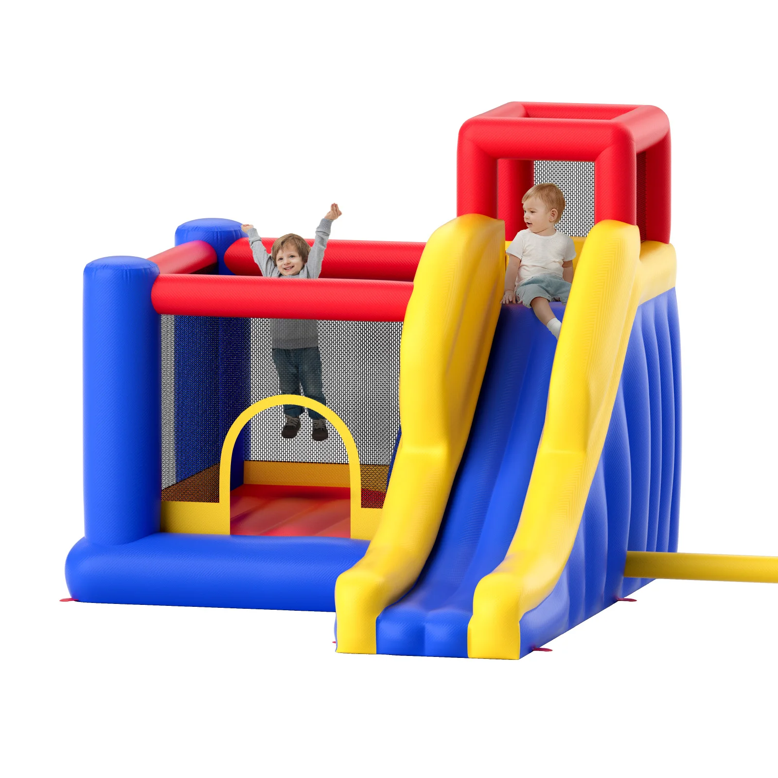 VEVOR Casa gonfiabile per rimbalzo, trampolino per casetta da gioco per esterni di alta qualità, buttafuori per saltare con ventilatore, scivolo e borsa portaoggetti