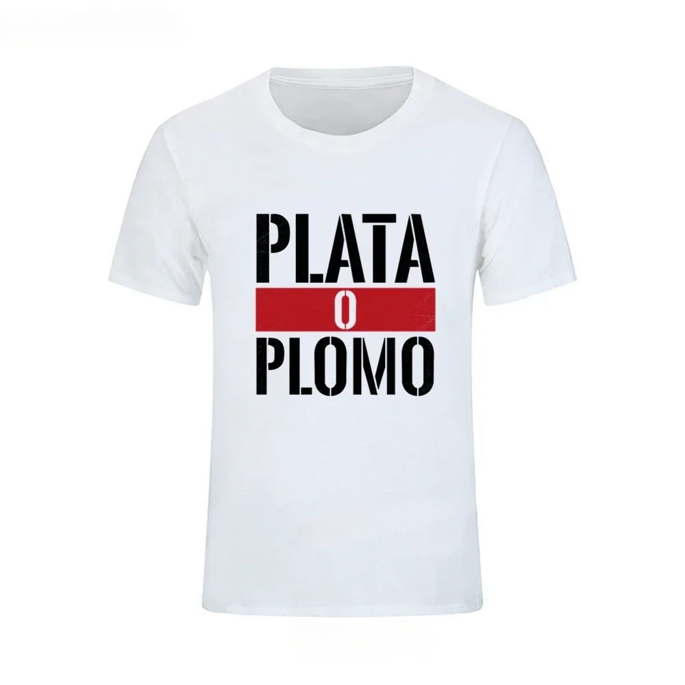 Summer Top Brand Clothing Plata O Plomo Black T Shirts Men Pablo Escobar Silver or Lead T-shirt Cotton Hip Hop O Neck Tees