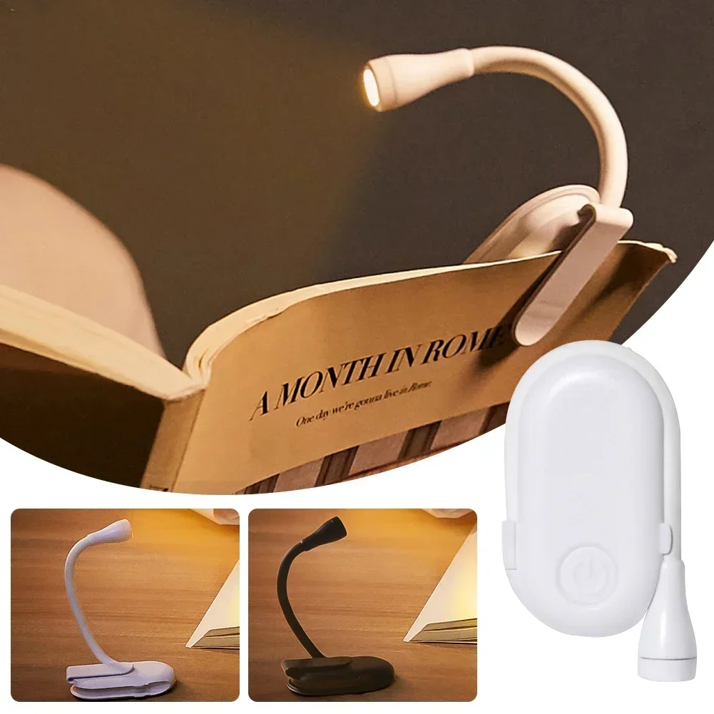 Mini LED Book Night Light Adjustable Clip 360° Flip Study Eye Protection Lamp Rechargeable 3 Color for Travel Bedroom Reading