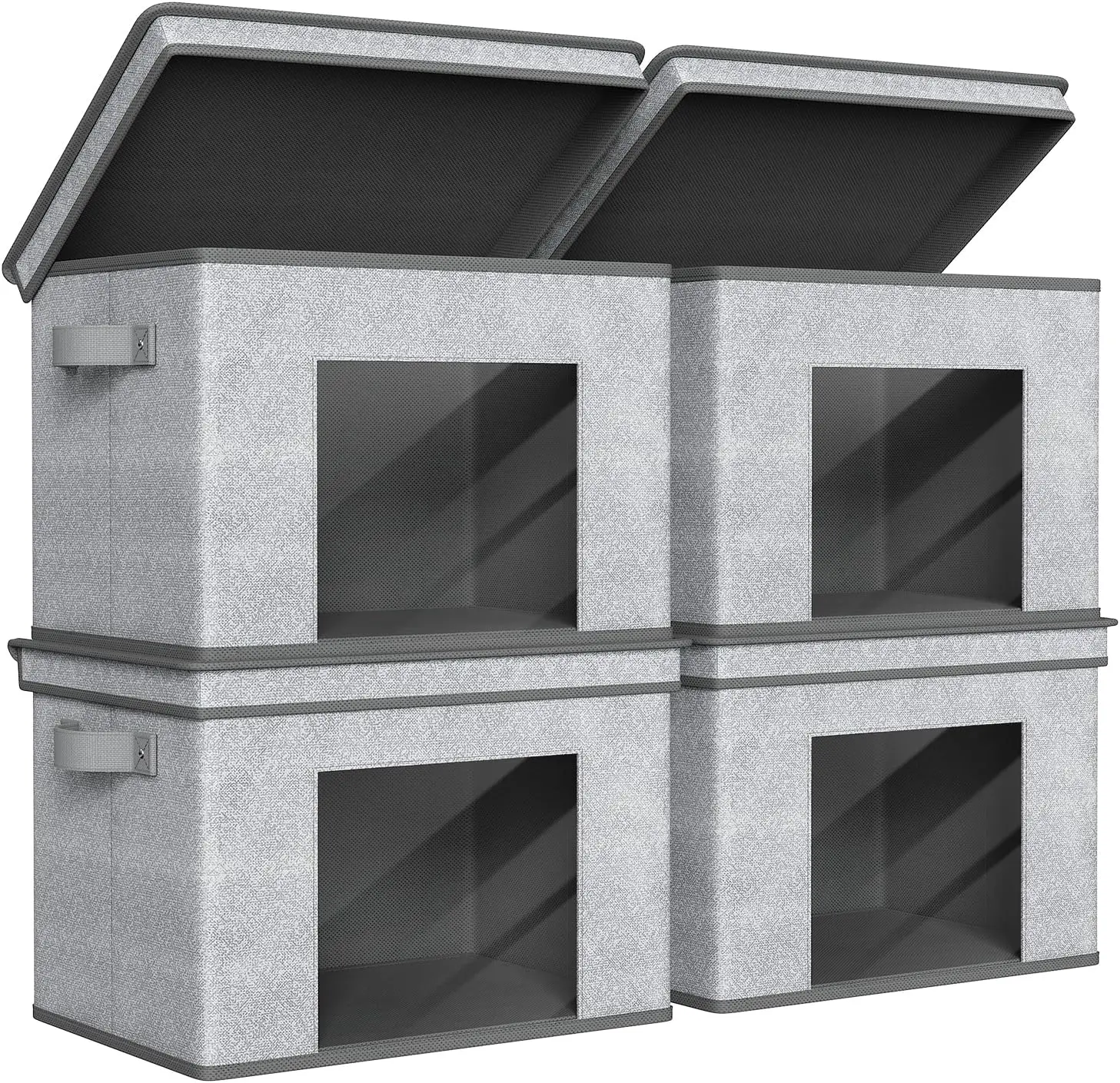

Foldable Fabric Storage Boxes Large Storage Bins with Lids [4-Pack] Collapsible Storage Cube Organizer, Closet & Bedroom Orga