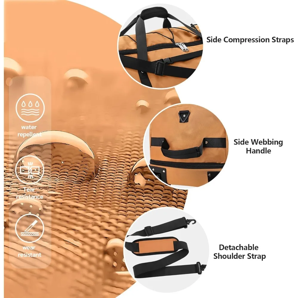 حقيبة دفل قابلة للتوسيع بسعة 140 لتر، وعجلتين، وحقيبة سفر قابلة للطي مع مقصورات متعددة #5