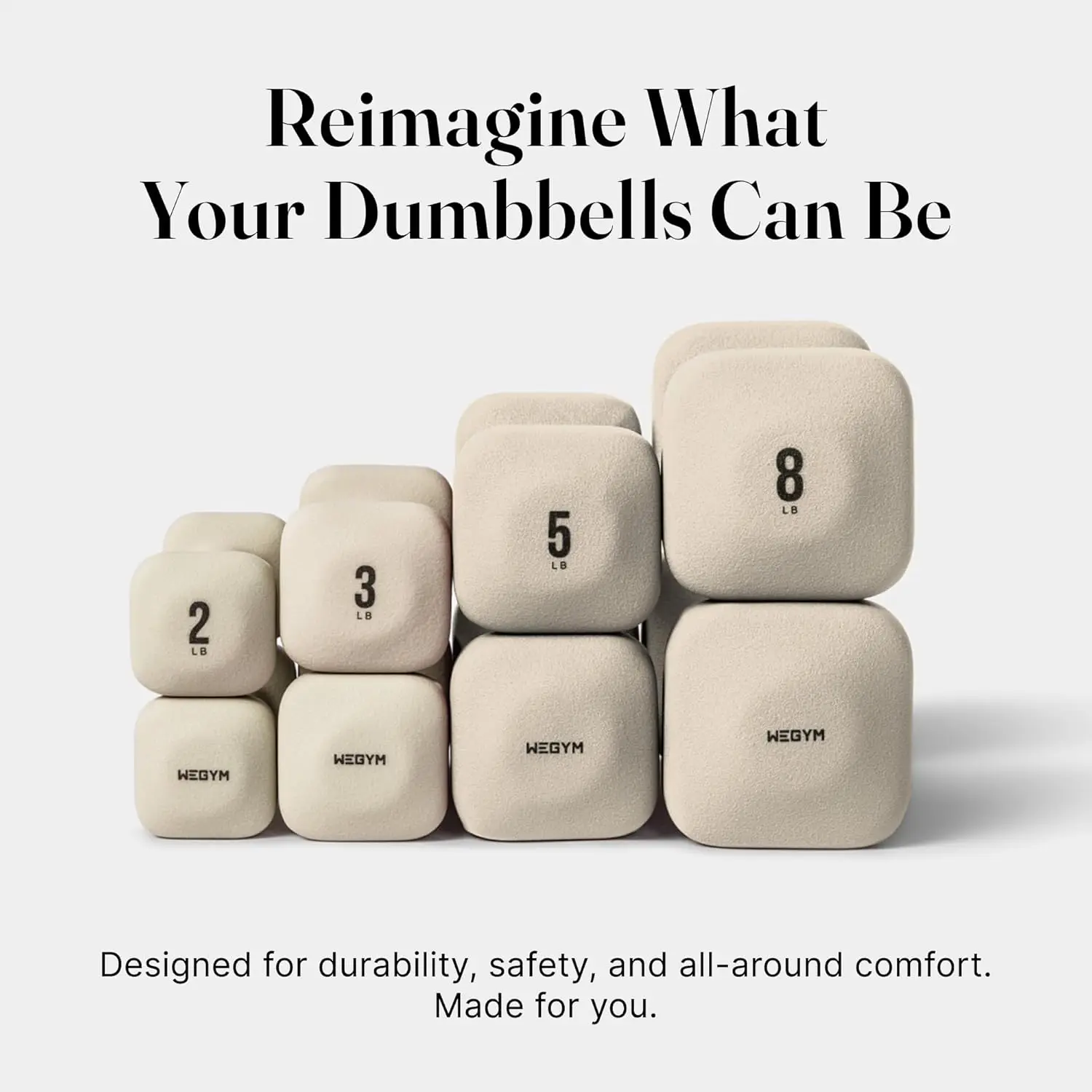 ดัมเบลทรงสี่เหลี่ยมกันลื่นสำหรับออกกำลังกายที่บ้าน การออกแบบที่มั่นคงป้องกันการกลิ้ง - ชุดน้ำหนักหลายระดับ