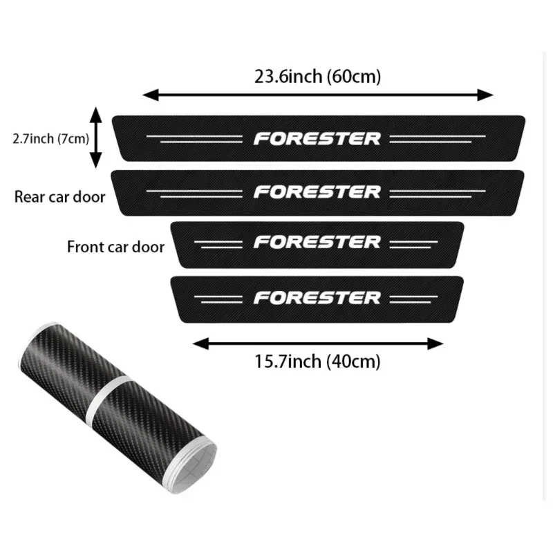 Carbon Fiber Car Door Threshold Sill Stickers Protect Film Scuff Plate for Subaru Forester 2023 Trunk Bumper Decals Accessories