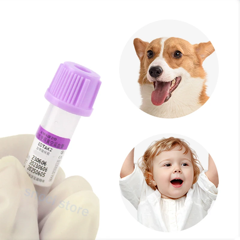 Tubo estéril de recolección de sangre Micro con tapa púrpura EDTAK2, tubo de análisis desechable para laboratorio, 0,5 ml, 100 Uds./PK