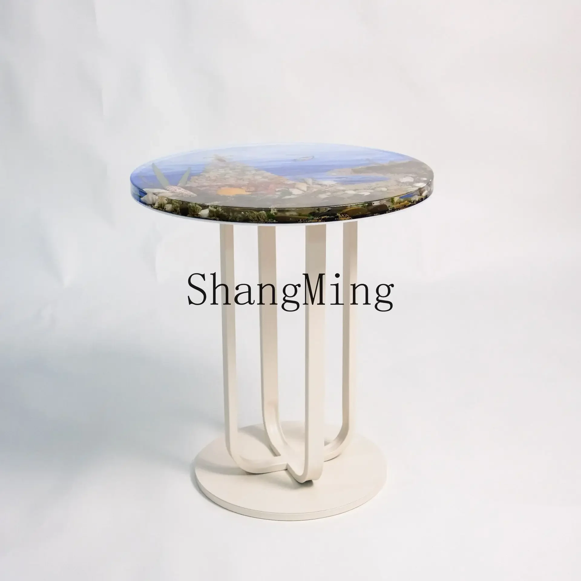 

FG handmade ocean shell pebble round table living room furniture balcony tea small coffee table
