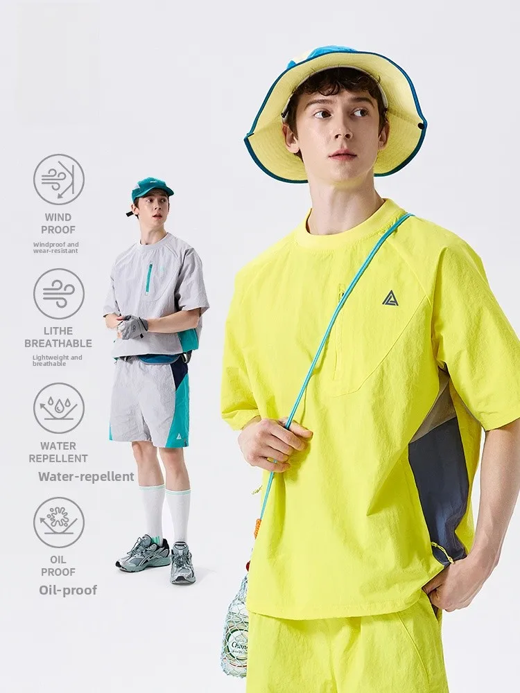 

Мужской повседневный комплект для активного отдыха LAZY DAY TREND: быстросохнущая, легкая, дышащая футболка с коротким рукавом и круглым вырезом для походов