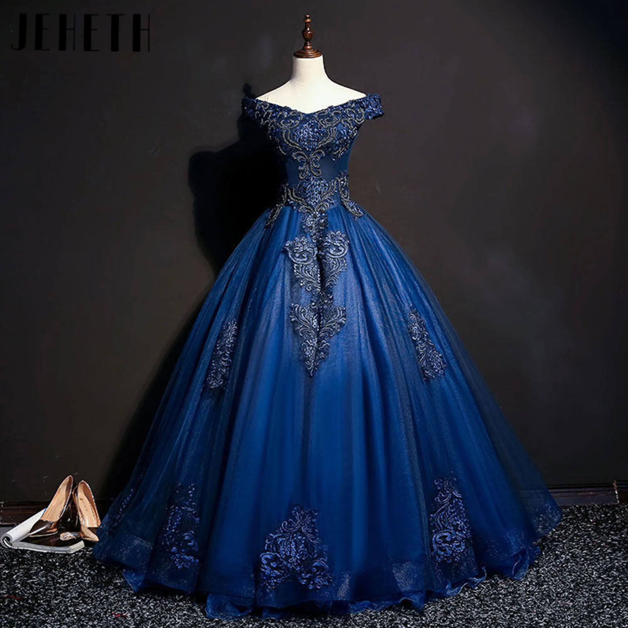

Tulle Applique Quinceanera Dresses Customized Ball Gown Off-Shoulder Masquerade Vestidos De 15 Anos Princess Birthday Party Dres