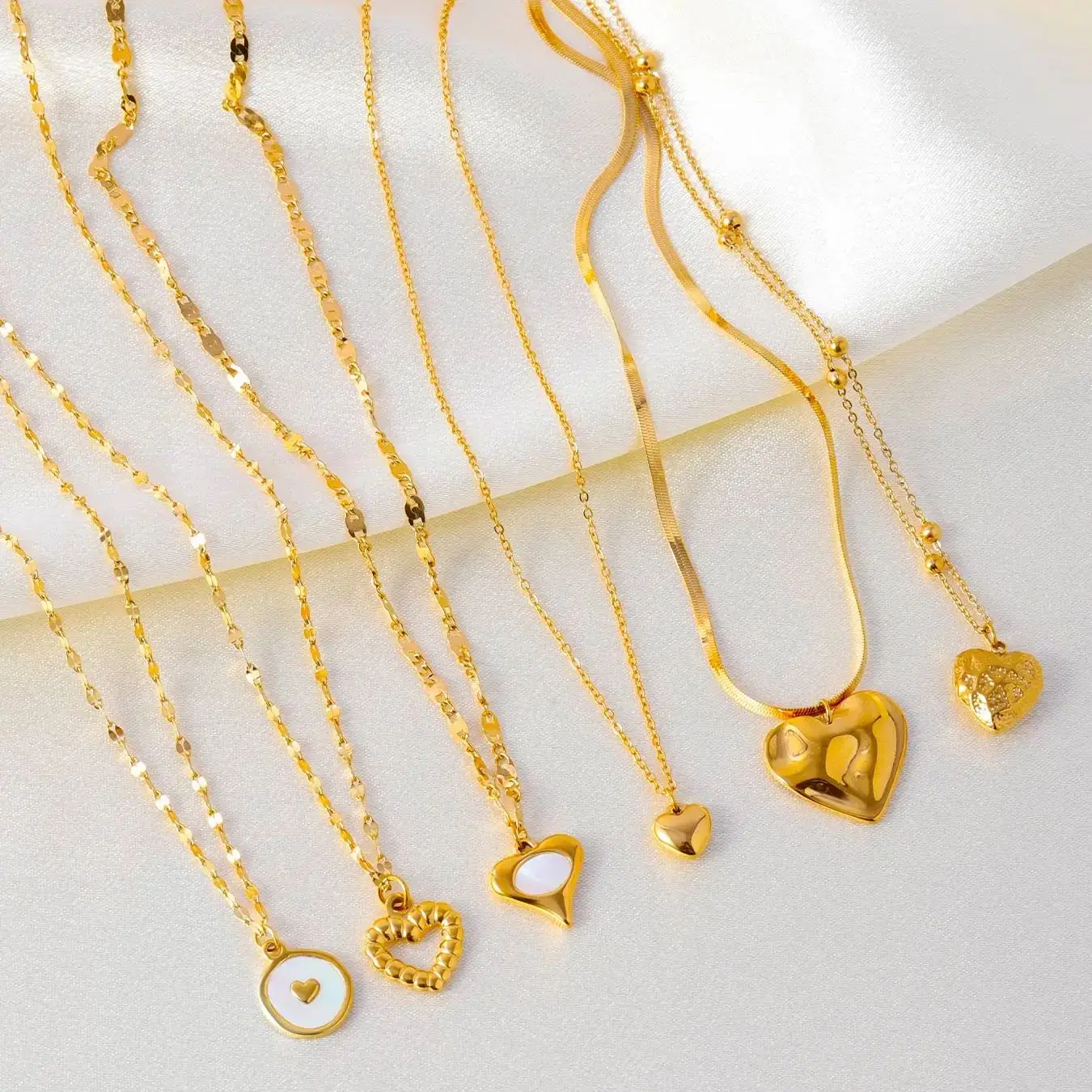 

INS Style Women Heart Collect 18K Gold Plated Pendant Different Love Shape Crystal Necklace Jewelry For Girls