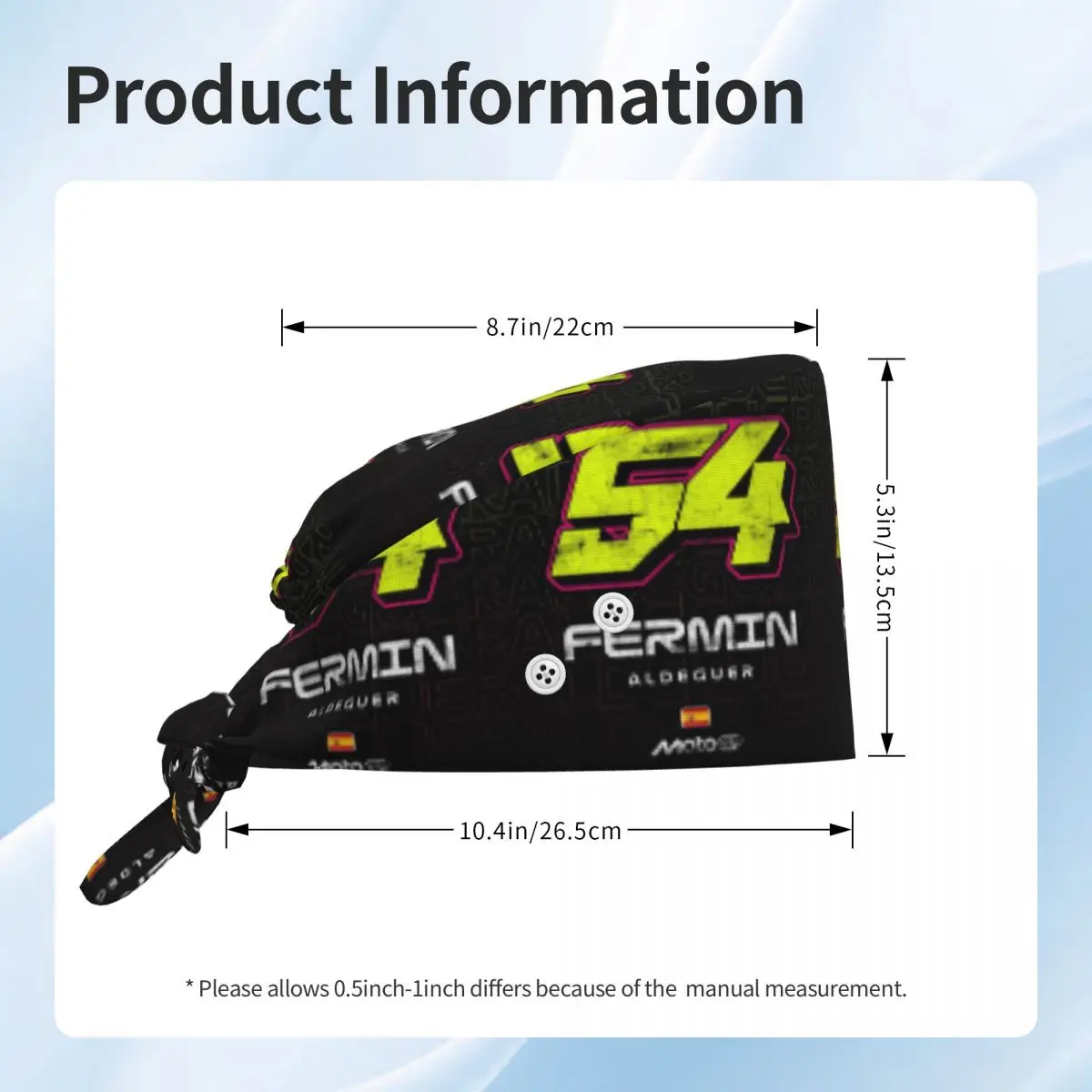 Fermin Aldeguer Number 54 Spain Ducati BK8 Gresini Racing MotoGP Scrub Hat Doctor Working Surgical Cap Nursing Caps for Dentist