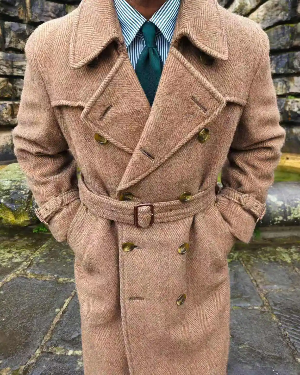 متعرجة الرجال دعوى 1 قطعة معطف طويل السترة الصوفية الشتاء مخصص مكتب رسمي سترة العريس الزفاف سهرة الملك معطف #3