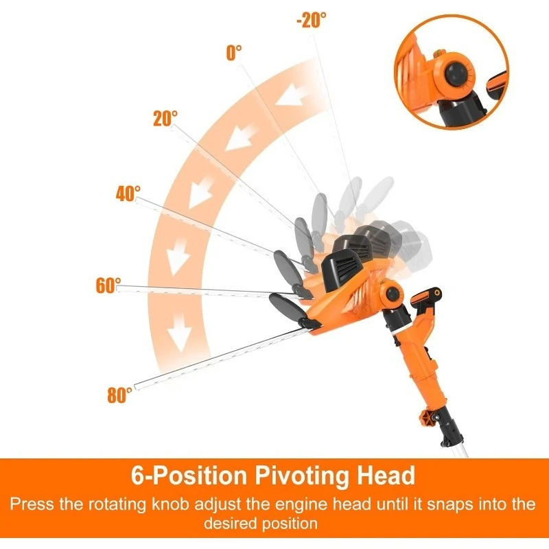 

2 in 1 Electric Pole Hedge Trimmer, Power Hedge Trimmer with 20 inch Dual-Action Laser Cut & Adjustable Cutting Head