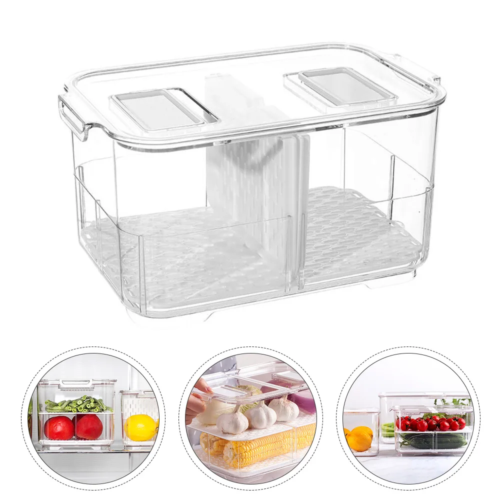 

Crisper Food Storage Container Refrigerator Bottom Filter Design Containers with Cover Sealing Preservation