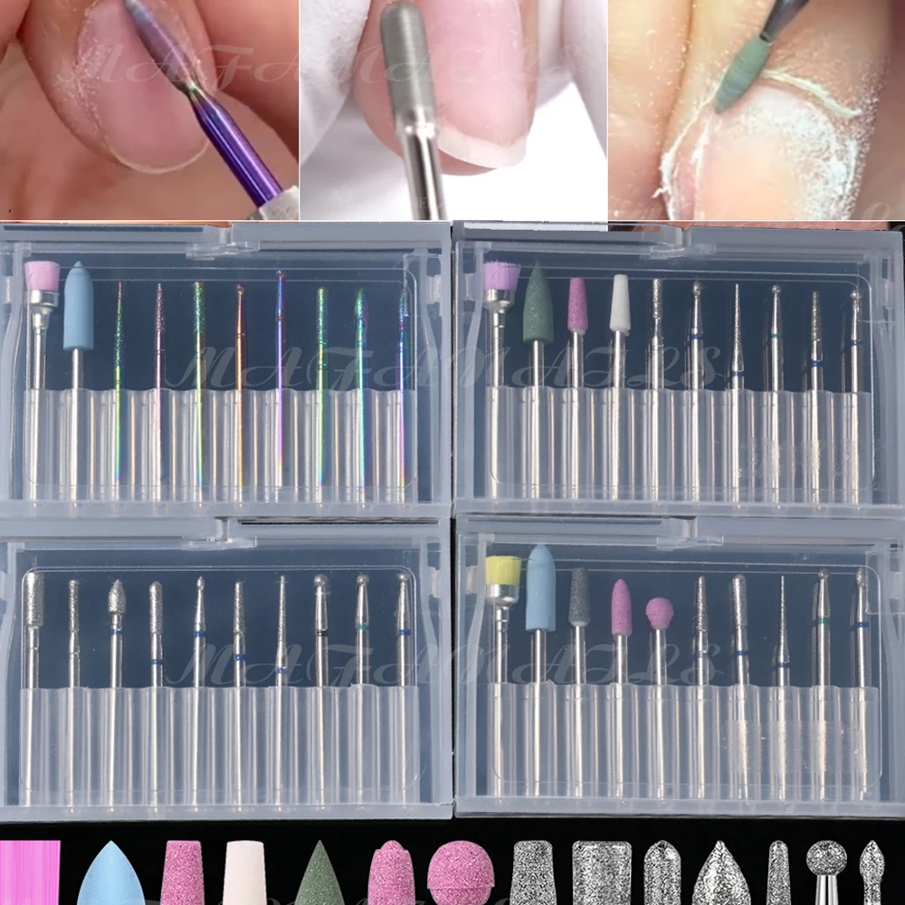 

10Pcs/box Mixed Professional Carbide Burr Set Nail Bit 4-BOXED Carbide Rotary Burr Drill Bit For Manicure Salon Metal Drill Bit