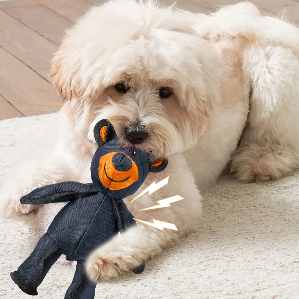 Haustier-Hundespielzeug, Bärenpuppe, Stressabbau-Spielzeug, quietschendes dunkelblaues Bärenspielzeug, robustes Bärenspielzeug für kleine, mittelgroße und große Hunde, 2025, neu – Detail 7