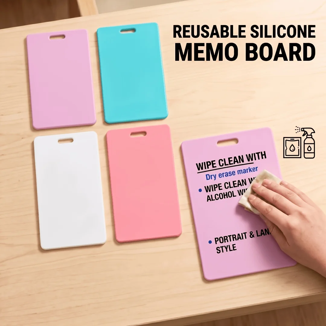 Reusable Wipe-Clean Vertical Badge Note Pads, Erasable Re-writable Sticky Notes, 1 Vertical Pieces Set