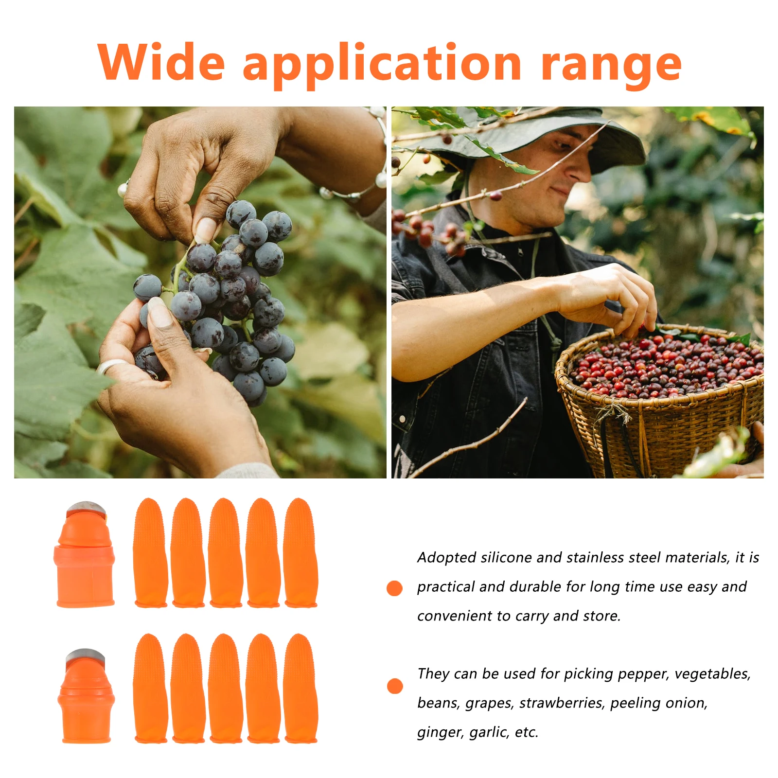 

1 Small Size Vegetable Picking Tool Thumb for Ladies 1PC Portable Plant Picker 5 Silicone Finger Protectors Efficient