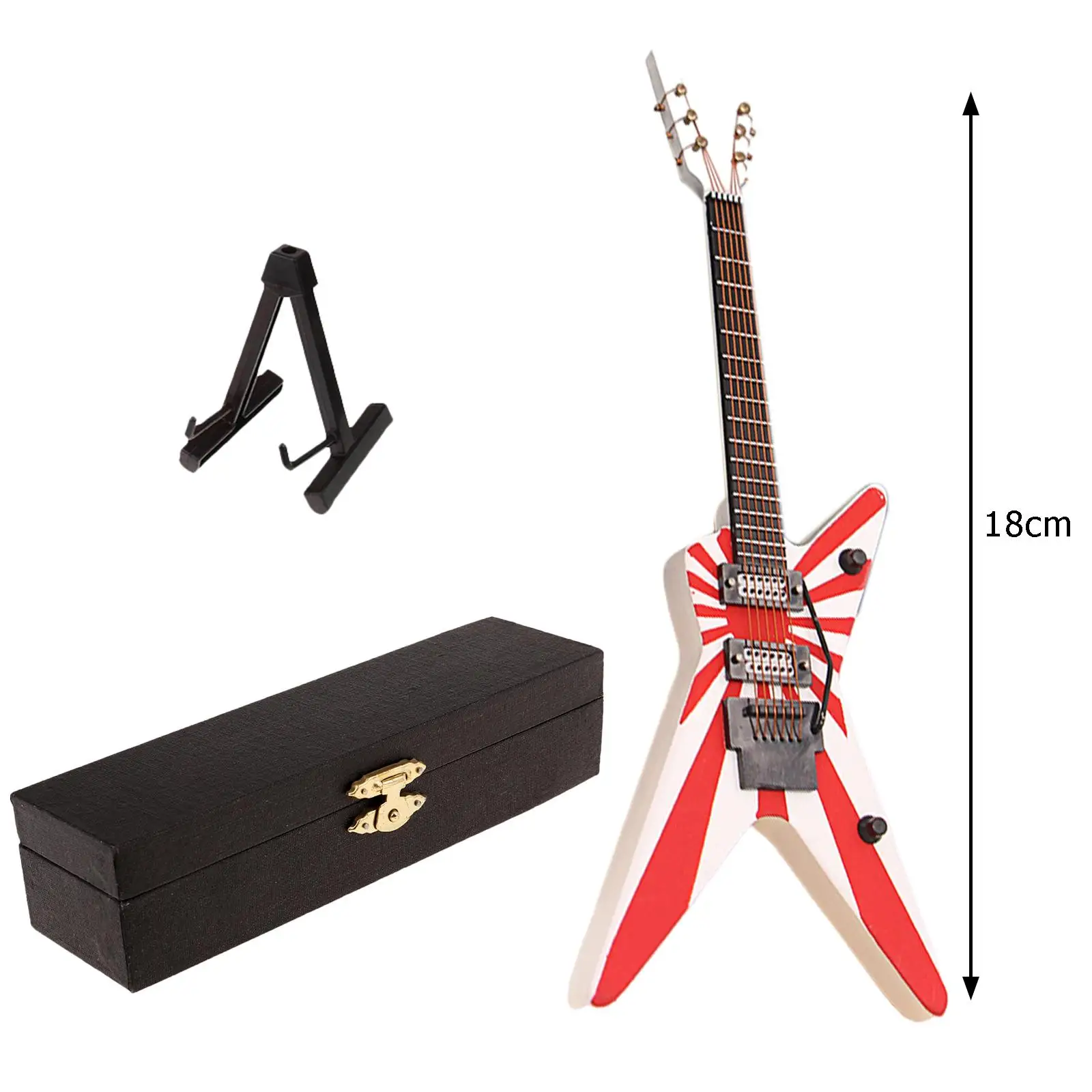 木製エレキギターモデル 1:6 家具ホーム風景ディスプレイスタンド装飾付き
