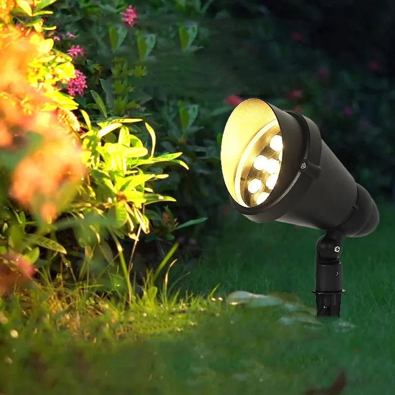 Warm White LED Ground Mounted Spotlight, decoração do jardim ao ar livre, lâmpada de gramado com grande distância e alta potência, IP65, 12W