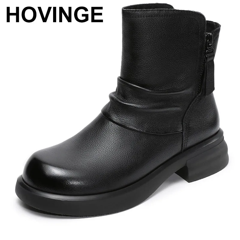 

Женские ботинки на толстом каблуке 4 см, осенне-зимние роскошные дизайнерские плиссированные повседневные ботильоны из натуральной коровьей кожи с двойной молнией