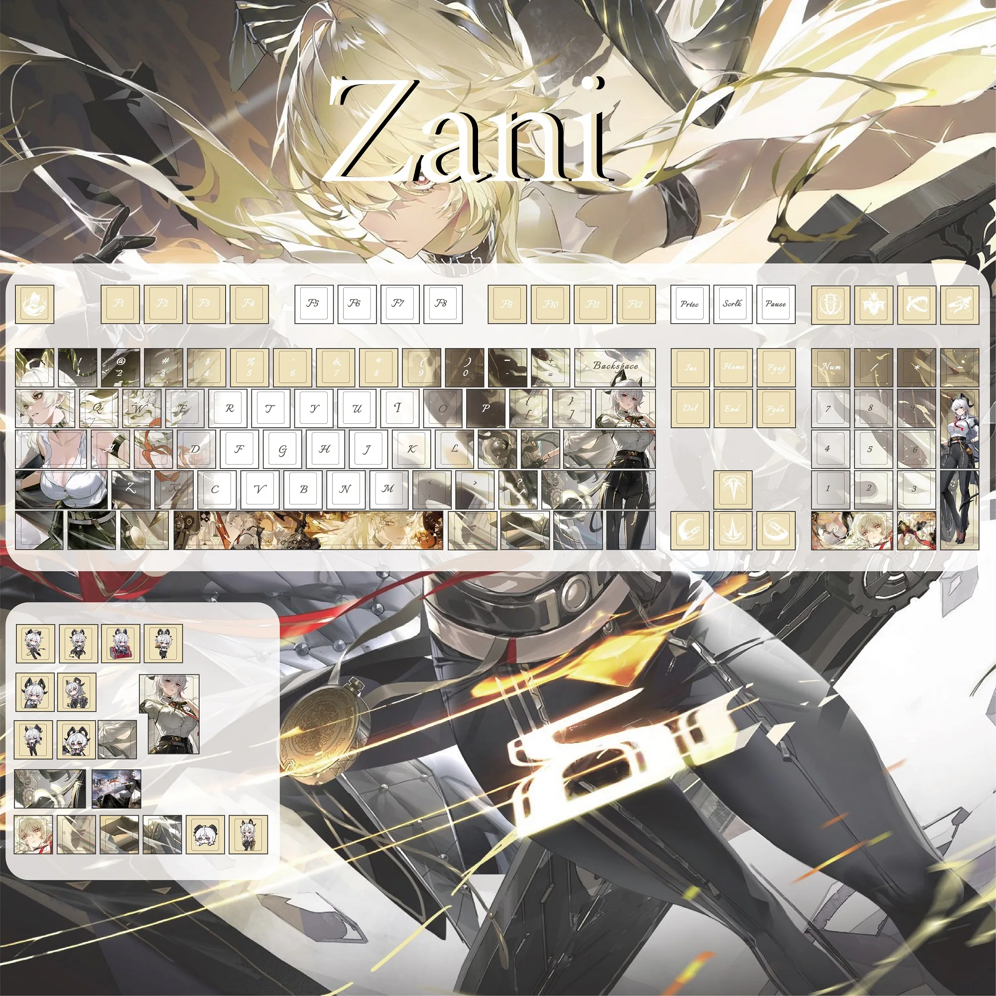 

Колпачки для клавиш Wuthering Waves Zani Cherry Profile, аниме PBT, сублимационная краска, колпачки для клавиш, игровые колпачки для механической клавиатуры Zani