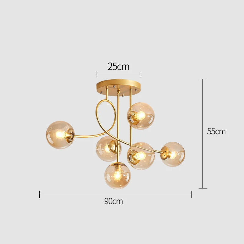 JUNYU Nordic Moderne Magic Bean Glazen Plafondkroonluchter LED Goud/Zwart Luxe Hanglamp voor Woonkamer Slaapkamer Home Decor
