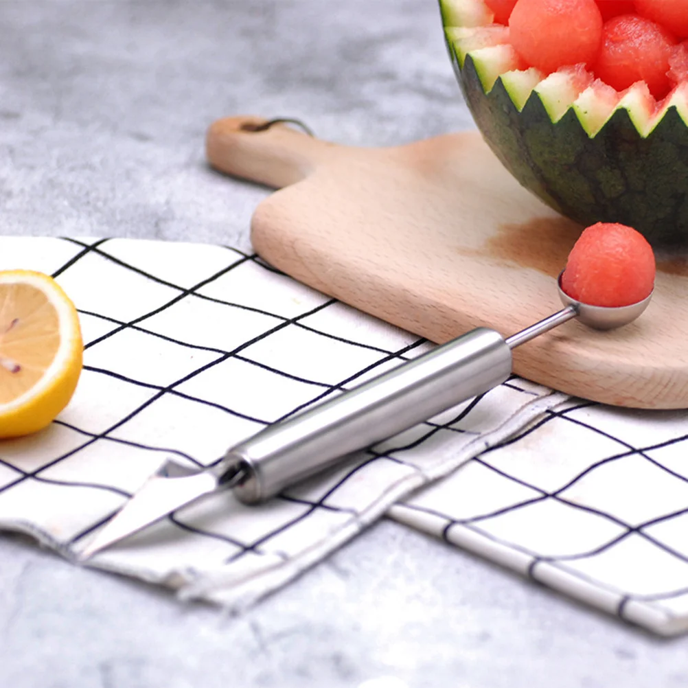 

2pcs Stainless Steel Fruit Baller Mini Watermelon Dig Ball Scoop Ergonomic Handle Kitchen Carving Ice Cream Spoon Dessert