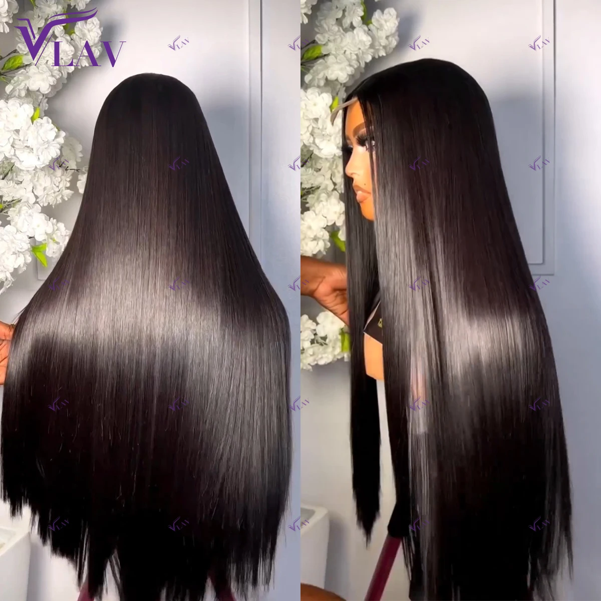 100% Human Hair Glueless Wigs Human Hair Silky Straight 360 HD Full Lace Human Hair Wear And Go 13×6 HD Lace Frontal Wigs VLAV