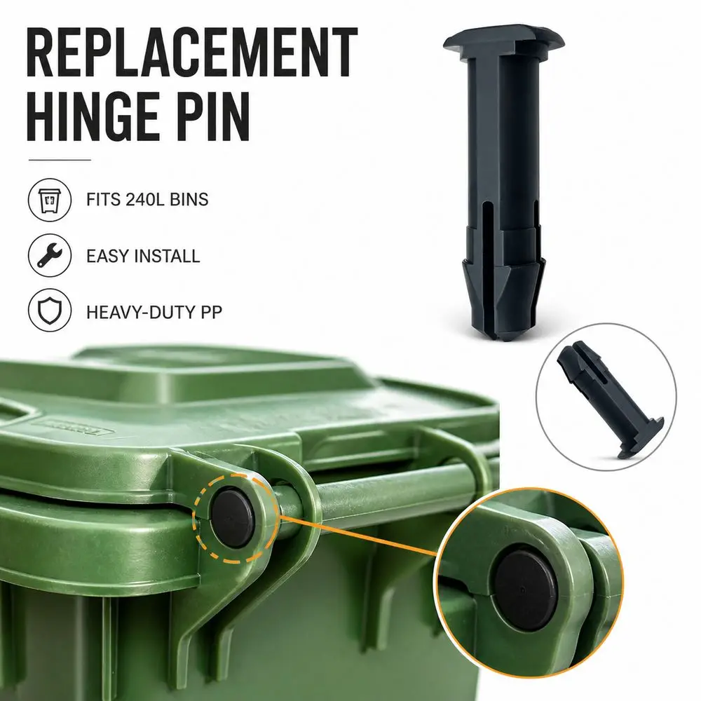 2Pcs Plastic Wheelie Bin Hinge Pin Hinge Component Heavy Duty Bin Lid Hinge Pin Replacement Part Chamfered Cut Face
