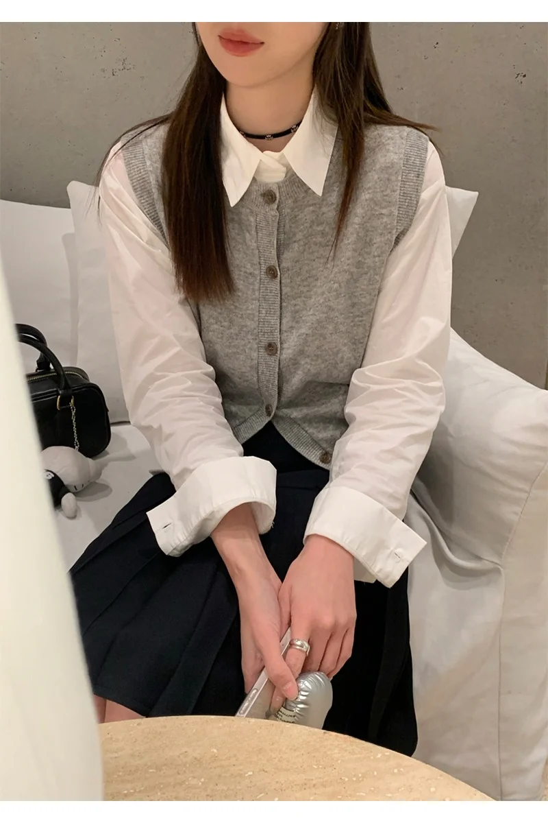 

Белая женская рубашка с длинным рукавом, свободного кроя, стройнящая, осенняя коллекция 2025, новая модель для офиса, корейская версия