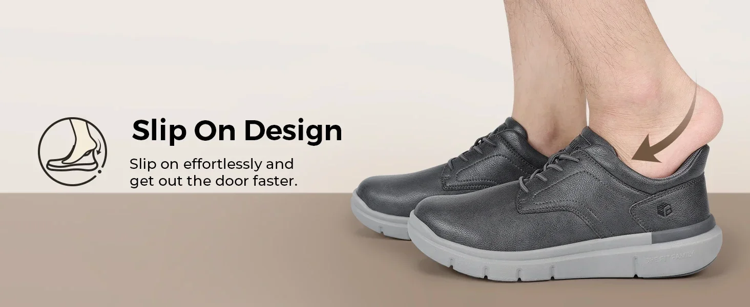 FitVille Herren-Slipper aus Leder, leichte, legere Business-Slipper mit Fußgewölbestütze für geschwollene und breite Füße – Detail 4