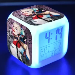 DC Anime Figure Harley Quinn Colorful Color Change Children Students Wake Up Alarm Clock Sticker Toy Birthday Gifts