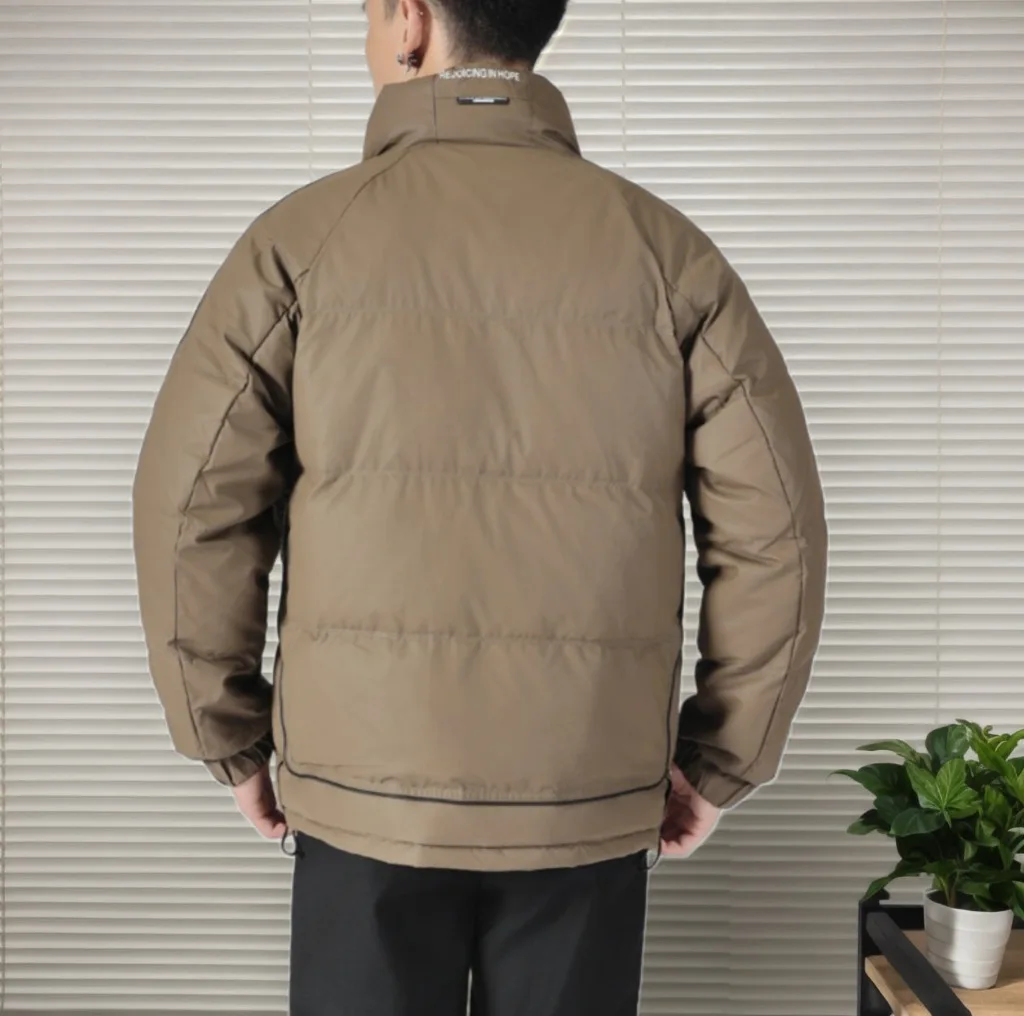 Men\'s Down Jacket Winter 2024 Trendy Brand Handsome High-end Thick Color Blocked Stand Up Collar Clothes White duck donw Jacket