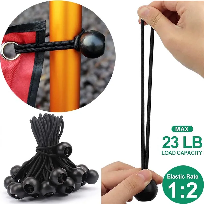 4/6/9 Zoll Heavy Duty Tarp Ball Bungee Cords Elastic String 4MM Thickness Tarp & Canopy Shock Cords für Campingzelte Cargo Wire