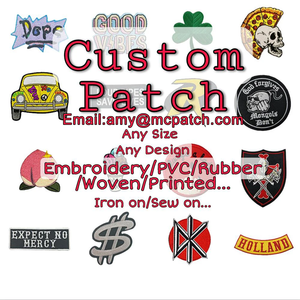 

10PCS Custom Embroidery Patches Your Own Design Customized Logo Iron on Brand Name Woven Printed Patch Hook Loop DIY