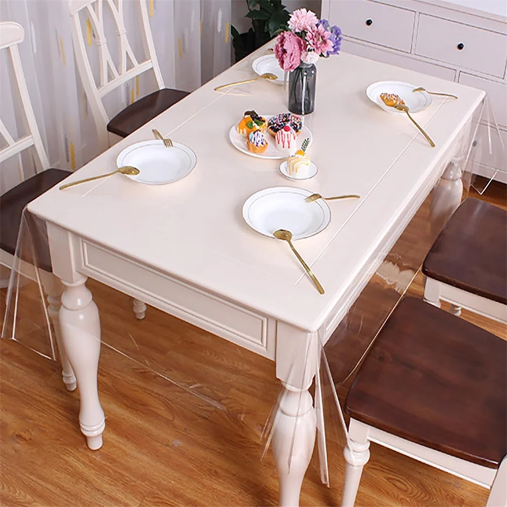 PVC transparent tablecloth with a thickness of 0.25mm, heat-resistant, waterproof, and oil resistant dining table mat, 1pc
