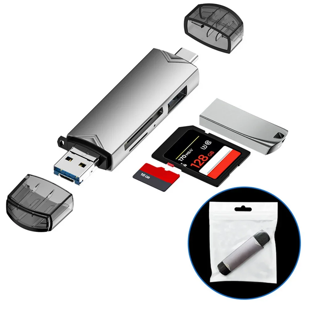 High Speed Transmission 6 In 1 Card Reader For OTG Type C TF USB 3 0 Micro USB Adapter Compatible With Multiple Systems